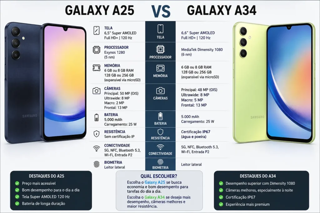 Galaxy A25 e A34