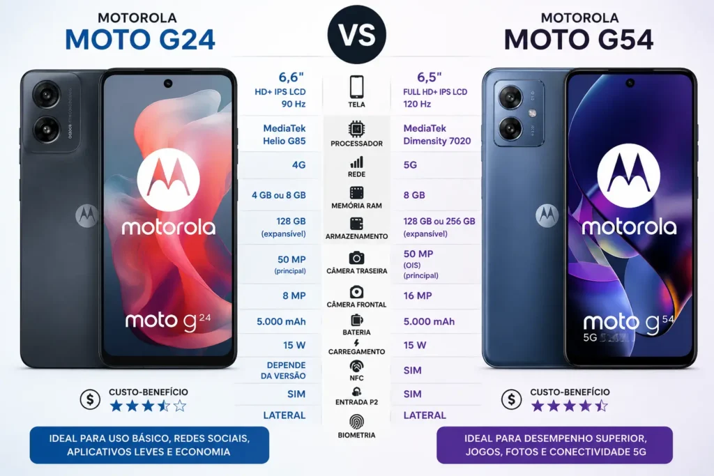 Moto G24 e G54