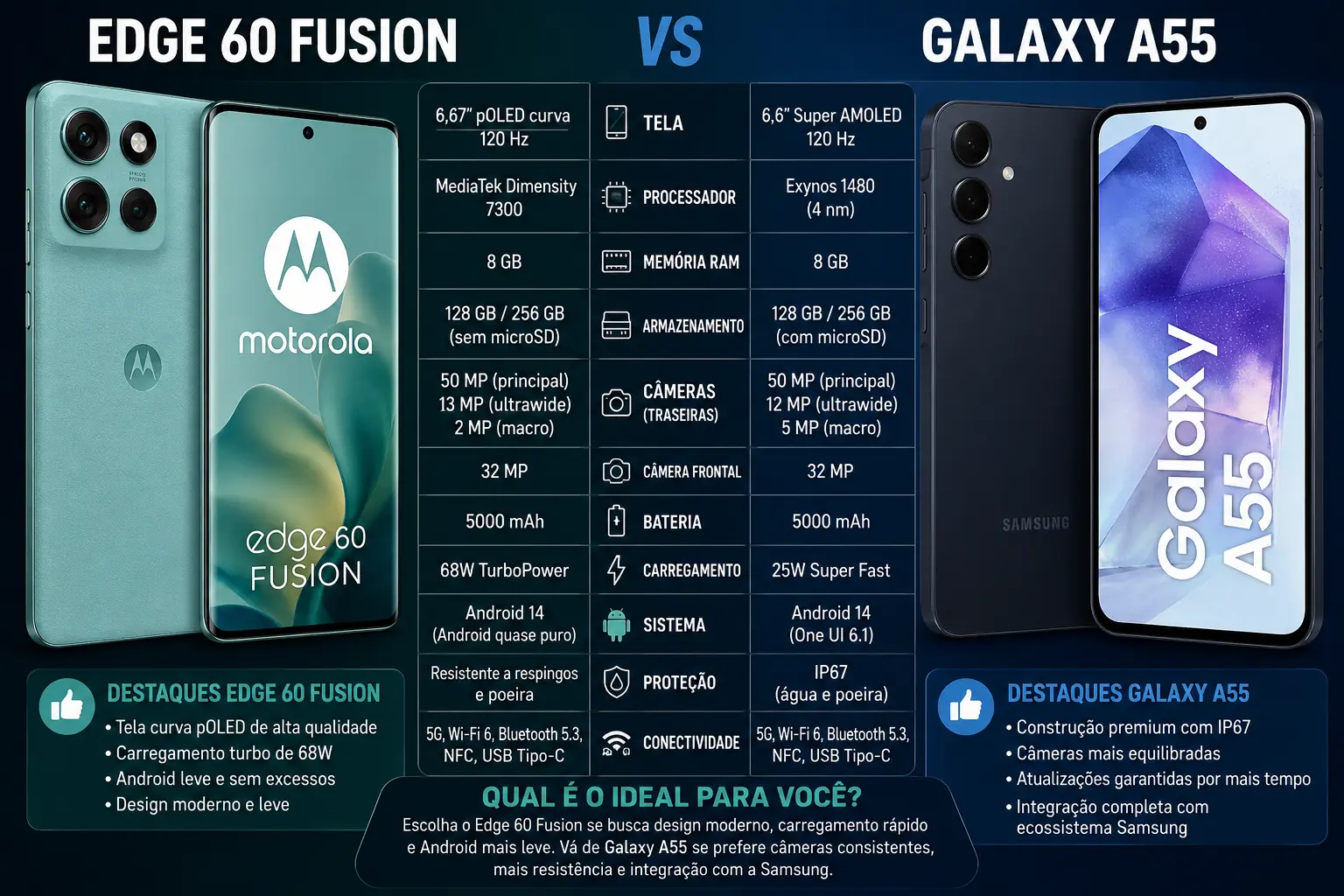 Motorola Edge 60 vs Galaxy A55