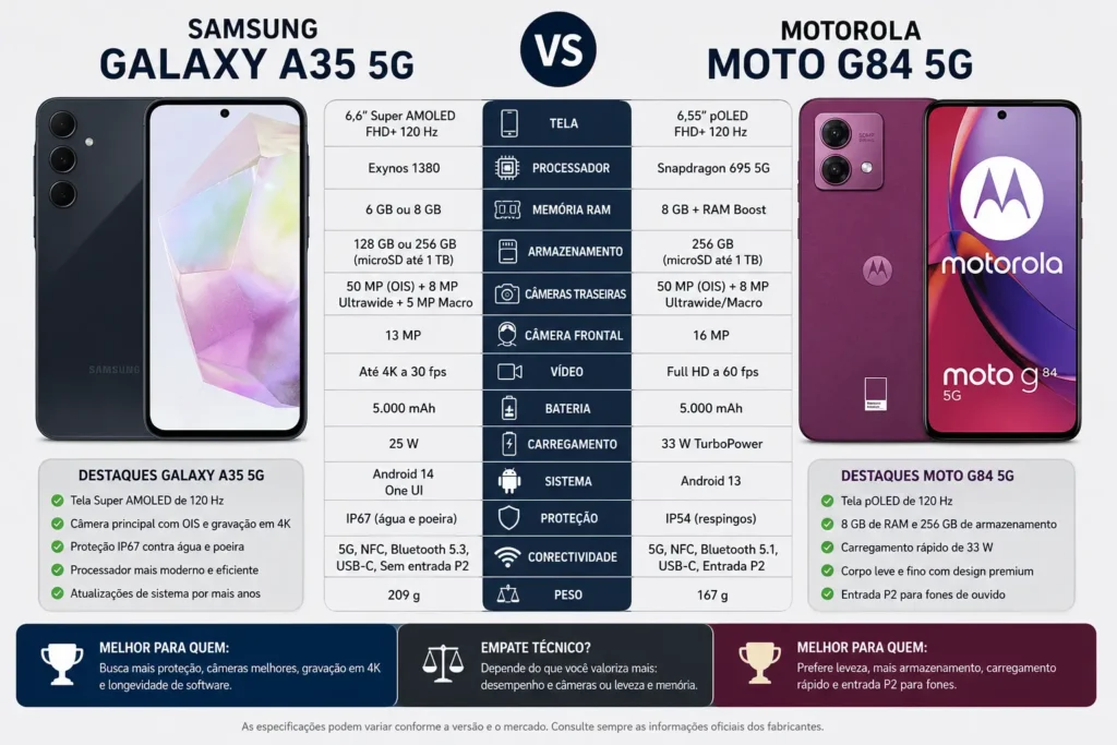 Galaxy A35 vs Moto G84